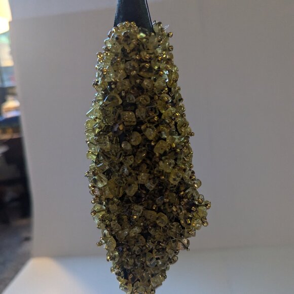 Statement Gold Crystal Bib Necklace Black Ribbon Choker - Picture 8 of 11